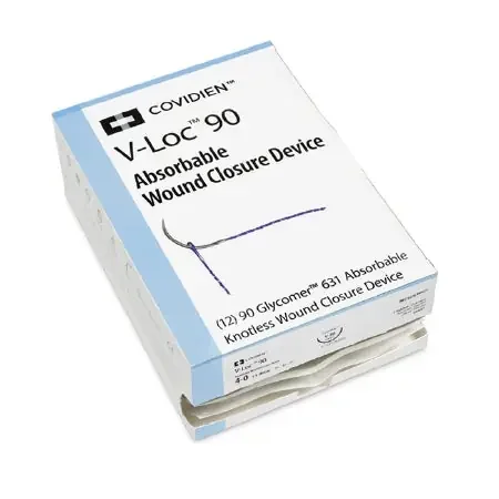 Covidien V-Loc 90 Wound Closure Device Suture with Needle Absorbable Uncoated Violet Suture Barbed Monofilament Polyester Size 2-0 18 Inch Suture 1-Needle 26 mm Length 1/2 Circle Taper Point Needle – VLOCM0625