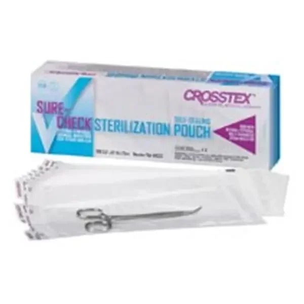 Crosstex International Pouch Sterilization Sure-Check 5.25 In X 10 In Clear Latex Free 200/Bx, 10 Bx/Ca – SCM2