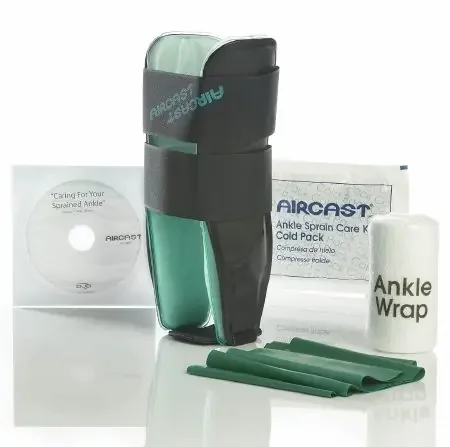 DJO Air-Stirrup Universe Ankle Sprain Management Kit Includes Air-Stirrup* Universe* Ankle Brace, Ankle Wrap, Cold Pack, Exercise Band, Instructional DVD and Booklet – 02EK
