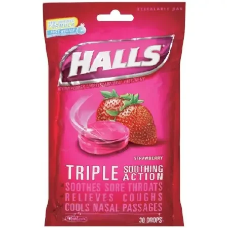 DOT Foods – Kraft Foods Inc Halls Cold and Cough Relief 2.7 mg Strength Lozenge 30 per Bag – 31254662380
