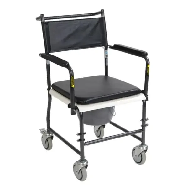 Drive Medical Designs Commode Patient 350Lb Blk/Slvr Vn 4 Swvl Cstr/2 Lk 22.25X19.75″ Prtbl Ea – 11120SV-1