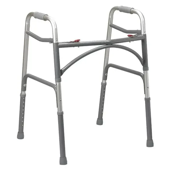 Drive Medical Designs Walker 500Lb Capacity Silver Gray Rubber Tips 25.25X39″ Push Button Adult Ea – 10220-1