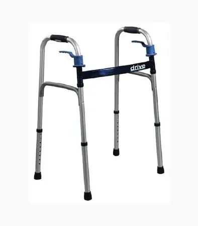 Drive Medical Drive Dual Release Folding Walker Adjustable Height drive Aluminum Frame 350 lbs. Weight Capacity 32 to 39 Inch Height – 10226-1