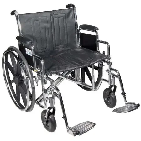 Drive Medical Sentra EC Bariatric Wheelchair Heavy Duty Full Length Arm Padded, Removable Arm Style Mag Wheel Black 22 Inch Seat Width 450 lbs. Weight Capacity – STD22ECDFA-ELR