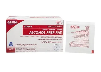 Dukal Dukal Alcohol Prep Pad Isopropyl Alcohol, 70% Isopropyl Alcohol, 70% Individual Packet Large Sterile – 861