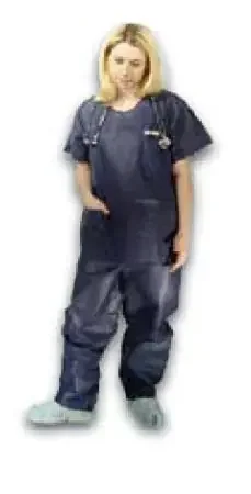 Dukal Scrub Shirt Large Dark Blue 2 Pockets Short Sleeves Unisex – 375L