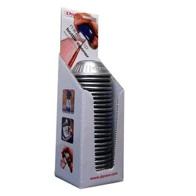 Dycem retail bottle opener display, 25/dispenser, silver