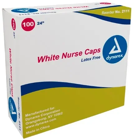 Dynarex Bouffant Cap One Size Fits Most White Elastic – 2101
