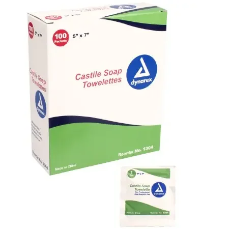 Dynarex Dynarex Personal Wipe Individual Packet Castile Soap Scented 100 Count – 1304