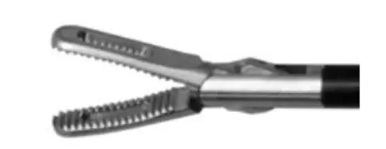Elmed 5mm Atruamatic Fenestrated Grasper Curved – 16mm Tip