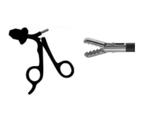 Elmed 5mm Dissectors and Graspers Cup Shaped Grasper with Retro-Facing Teeth, 10mm Tip – Insulated Handles