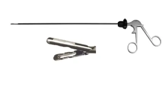 Elmed Style B Rotatable One Piece Instrument with Flush Port – Fenestrated Double Fundus Grasper, 16mm Jaw