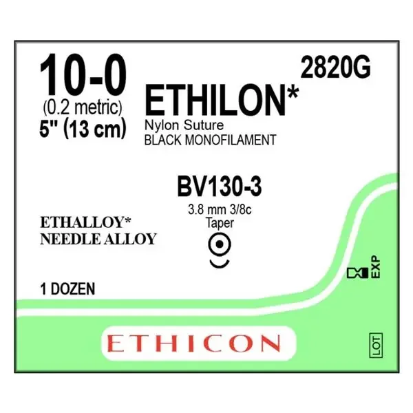 Ethicon Inc,a J & J Company Suture 10-0 Nylon Bv130-3 Ethilon Black 5 ...
