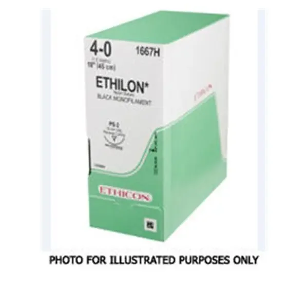 Ethicon Inc,a J & J Company Suture 10-0 Nylon V75-3 Ethilon Black 1X5″ Monofilament 12/Bx – 2892G