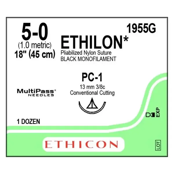 Ethicon Inc,a J & J Company Suture 5-0 Nylon Pc-1 Ethilon Black 18 ...