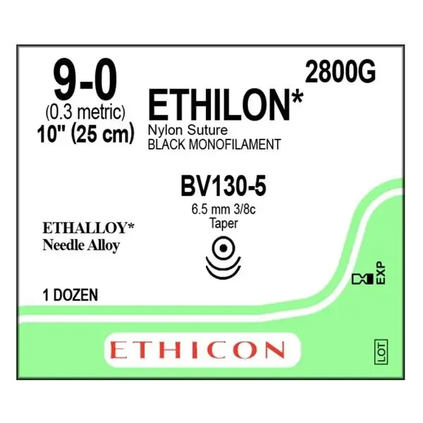 Ethicon Inc,a J & J Company Suture 9-0 Nylon Bv130-5 Ethilon Black 10 ...
