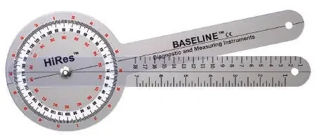 Fabrication Enterprises Baseline HiRes Goniometer 1° Increments Inches and Centimeters 8 Inch – 12-1001HR