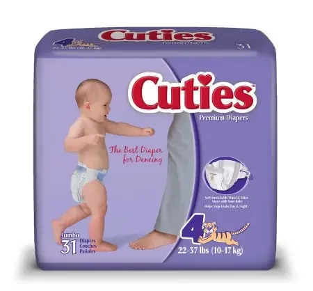 First Quality Cuties Baby Diaper Tab Closure Size 4 Disposable Heavy Absorbency – CR4001