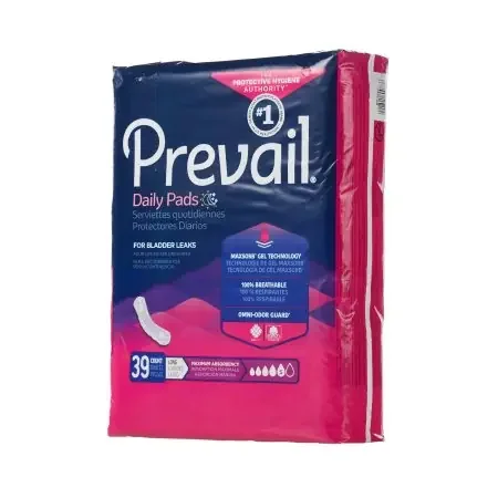 First Quality Prevail Daily Pads Bladder Control Pad 13 Inch Length Heavy Absorbency Polymer One Size Fits Most Female Disposable – PV-915/1
