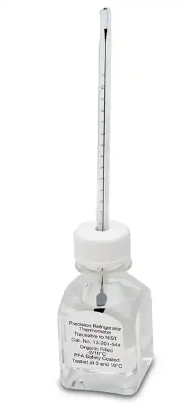 Fisher Scientific Fisherbrand Liquid-in-Glass Thermometer Celsius 20° to 130°C Bottle Probe Free-standing Does Not Require Power – 13202635