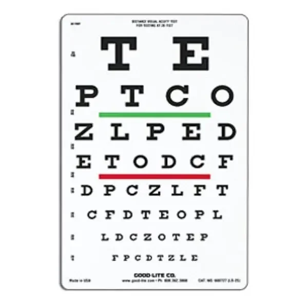 Good-Lite Co Chart Eye 20‘ Testing Distance 9X14″ Ea – 600727