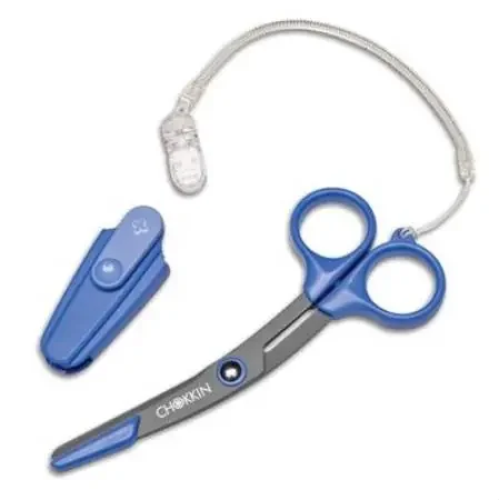 Graham-Field Feather Chokkin Bandage Scissors Nurse 5-1/2 Inch Length Coated Stainless Steel NonSterile Finger Ring Handle Angled Blunt/Blunt – 2998BL
