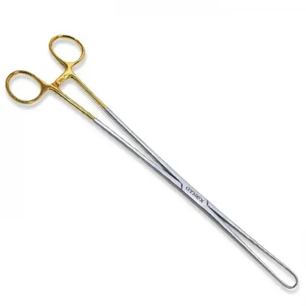 Gynex Gynex Sponge Forceps Foerster 30 cm Stainless Steel Nonsterile Ratchet Lock Finger Ring Handle Straight Serrated Fenestrated Teardrop Jaws – B330