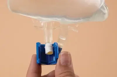 Health Care Logistics Additive Port Cap Polypropylene Snap Cap Light Blue For Baxter Viaflex Bags NonSterile – 4073