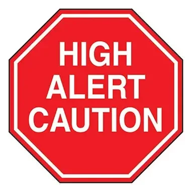Health Care Logistics Indeed Pre-Printed Label Warning Label High Alert Caution Red 2 Inch – 8345