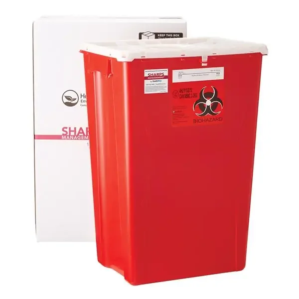 Healthfirst Corp. Mailer System Sharps Sharps Management 18Gal Large Plastic Red/White Ea – 1005940