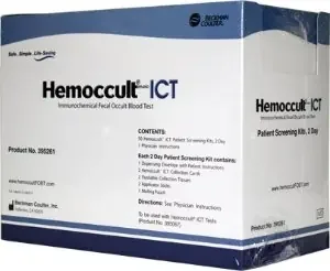 Hemocue Hemoccult ICT 2-Day Patient Sample Collection and Screening Kit Colorectal Cancer Screening Fecal Occult Blood Test (iFOB or FIT) Stool Sample CLIA Waived 50 Tests – 395261A