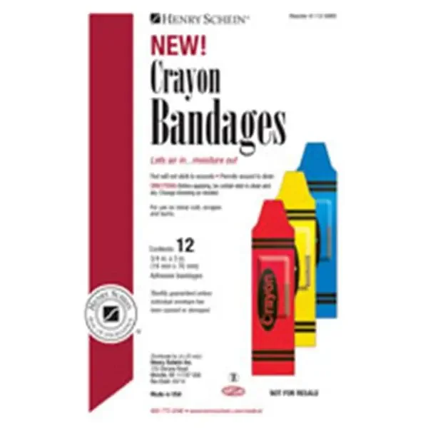 Henry Schein Bandage Strips Plastic 3/4X3″ Crayon 100/Bx, 12 Bx/Ca – 1126995