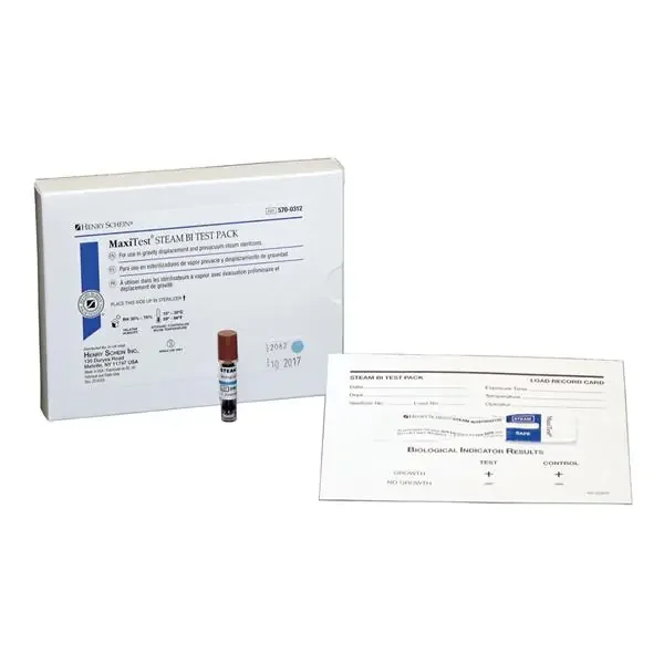 Henry Schein Biological Indicator Steam Sterilization Maxitest Test Pack 25/Ca – SBT-025HS