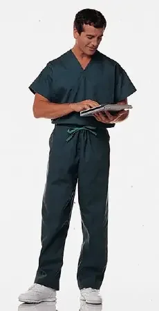 Hospitex / Encompass Group Synergy Scrub Shirt Small Deep Sea Green 1 Pocket Short Set-In Sleeves Unisex – 46856-DS3