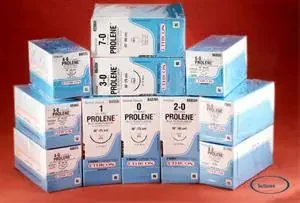 J & J Healthcare Systems Prolene Suture with Needle Nonabsorbable Uncoated Blue Suture Monofilament Polypropylene Suture Size 6-0 30 Inch Suture Double-Armed 10.5 mm Length 3/8 Circle Taper Point Needle – 8776H