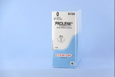 J & J Healthcare Systems Prolene Suture with Needle Nonabsorbable Uncoated Blue Suture Monofilament Polypropylene Suture Size 0 30 Inch Suture 1-Needle 26 mm Length 1/2 Circle Taper Point Needle – 8834H