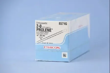 J & J Healthcare Systems Prolene Suture with Needle Nonabsorbable Uncoated Blue Suture Monofilament Polypropylene Suture Size 2-0 14 Inch Suture Double-Armed 48 mm Length Straight Conventional Cutting Needle – 8571G