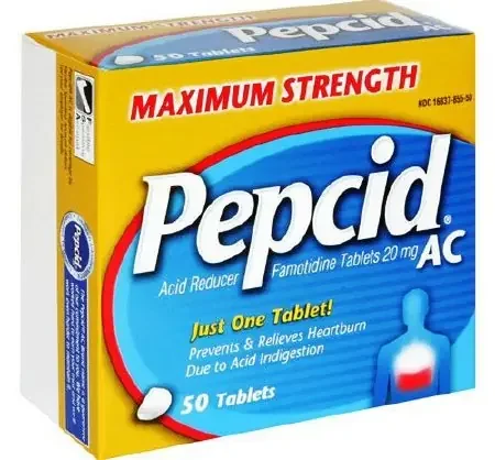 J & J Sales Pepcid AC Antacid 20 mg Strength Tablet 50 per Box – 16837085550