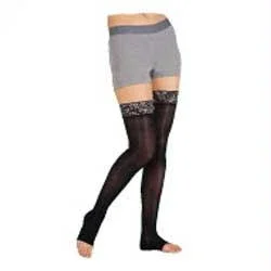 Juzo Soft Thigh-high With Silicone Border, 30-40, Full Foot, Regular, Black, Size 5