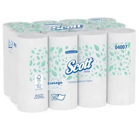 Kimberly Clark Scott Toilet Tissue White 2-Ply Standard Size Coreless Roll 1000 Sheets 3.94 X 4 Inch – 4007