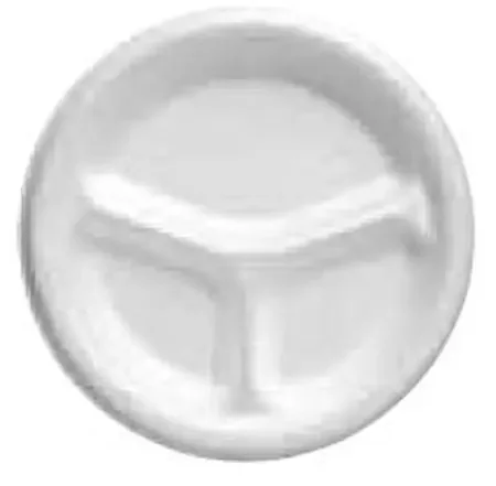 Lagasse Genpak Partitioned Dinner Plate White Disposable Foam 8-7/8 Inch Diameter – GNP83900