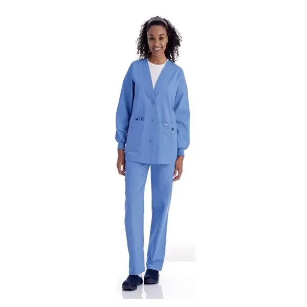 Landau Uniforms Cardigan Warm-Up 65% Polyester / 35% Cotton Womens Ceil Blue 3Xl 5 Pockets Ea – 7535-BCP-3XL