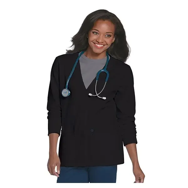 Landau Uniforms Jacket Scrub 60% Cotton / 40% Polyester Womens Black Large 2 Pockets Ea – 3505-BLACK-L