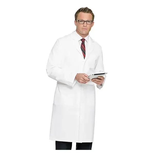Landau Uniforms Lab Coat Full Length 100% Cotton Twill Mens White Size 42 45 In Ea – 3138-WWF-42