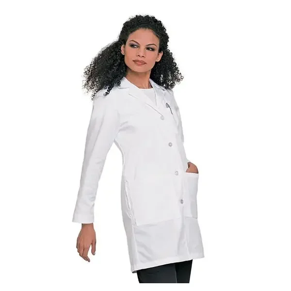 Landau Uniforms Lab Coat Full Length Polyester / Cotton Poplin Womens White Size 8 Ea – 3153-WWVC-8