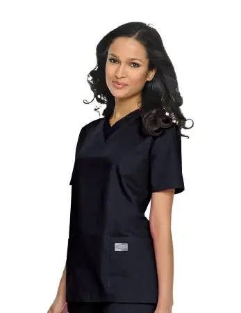 Landau Uniforms Scrub Shirt Medium Navy Blue 2 Pockets Short Sleeves Female – 70224NAVYMED