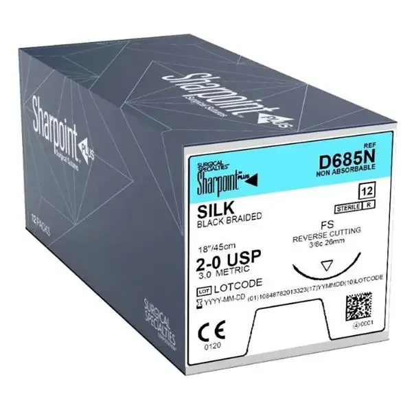 Look/Div Surgical Specialties Suture 2-0 Silk Ds-26/C-8 Black 18″ Double Arm Braid 12/Bx – D685N