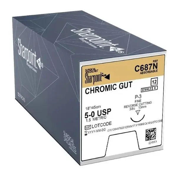 Look/Div Surgical Specialties Suture 5-0 Chromic Gut P-3 Undyed 18″ Monofilament 12/Bx – C687N