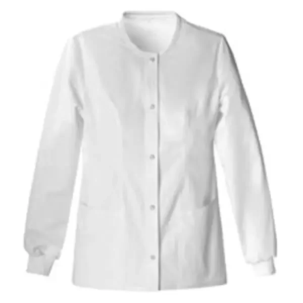 Luxe Jacket Warm-Up Poly/Ryn/Spndx Luxe W Wht 2Xs 27.5″ 3Pkt Ea – 1330-WHTV2XS