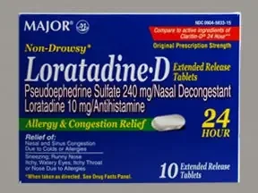 Major Pharmaceuticals Allergy Relief 10 mg – 240 mg Strength Tablet 10 per Box – 904583315